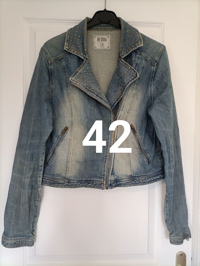 Veste perfecto Jean bleu Kiabi 42 - photo numéro 1