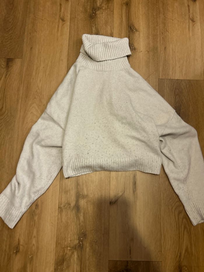 Pull manche longue col roulé blanc cassé - photo numéro 5