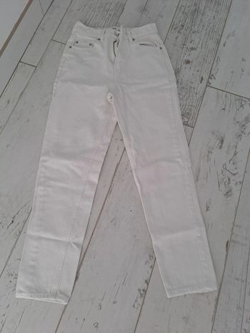 Jean taille haute coupe Mom blanc