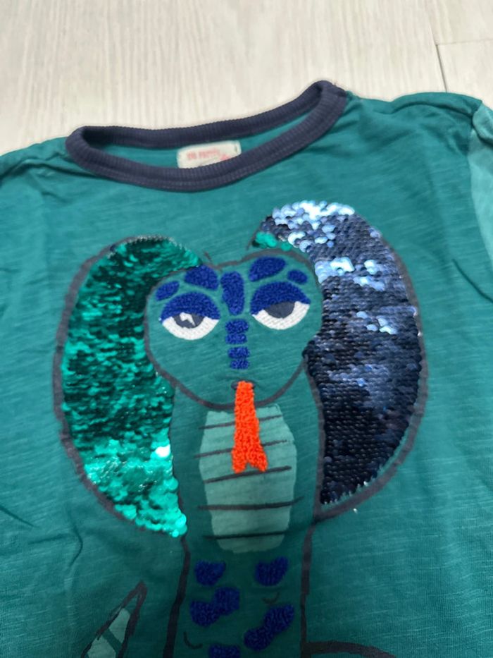 T-shirt vert, sequin, réversible du pareil au même cinq ans - photo numéro 4