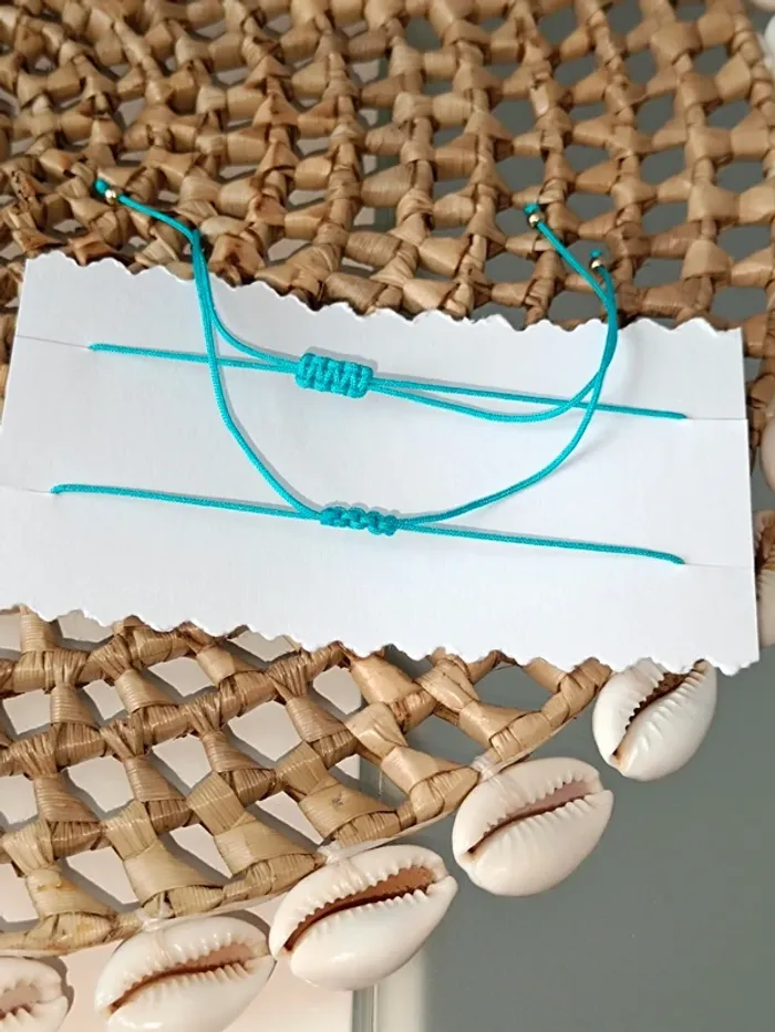 Bracelet d'été réglable-Perle Turquoise-Mauvais oeil🧿 - photo numéro 2