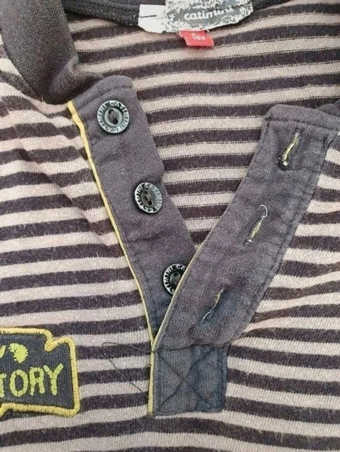 T.shirt manches longues rayé marron et beige Catimini 4 ans - photo numéro 2