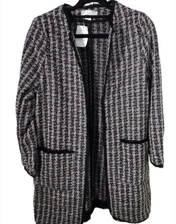 Veste longue effet tweed taille 40