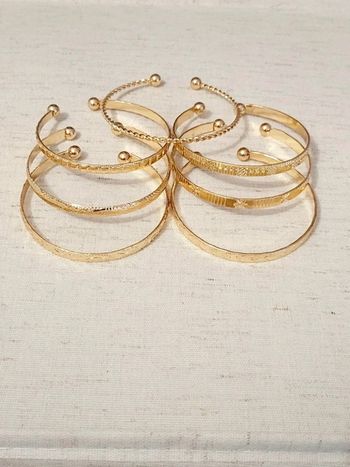 Lot de 6 bracelets manchettes dorés – style chic & bohème