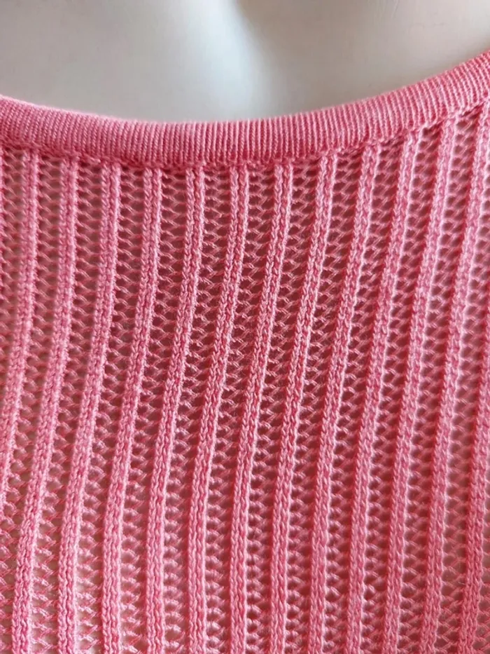 Haut rose en maille ajourée - photo numéro 4