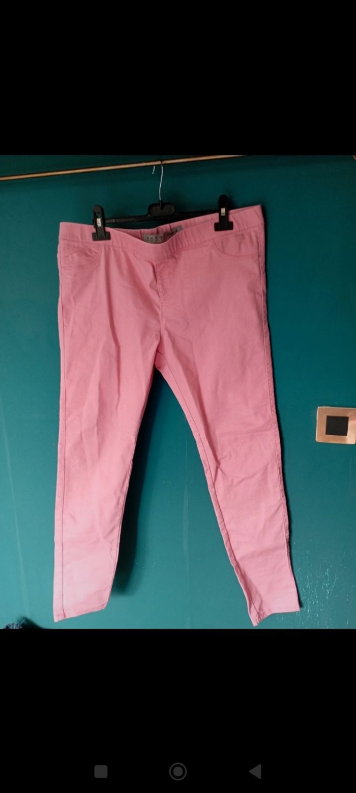Pantalon femme coton rose, taille élastique