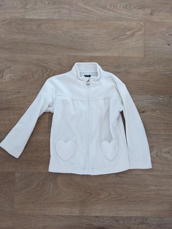 Polaire blanc creme kiabi 5 ans coeur