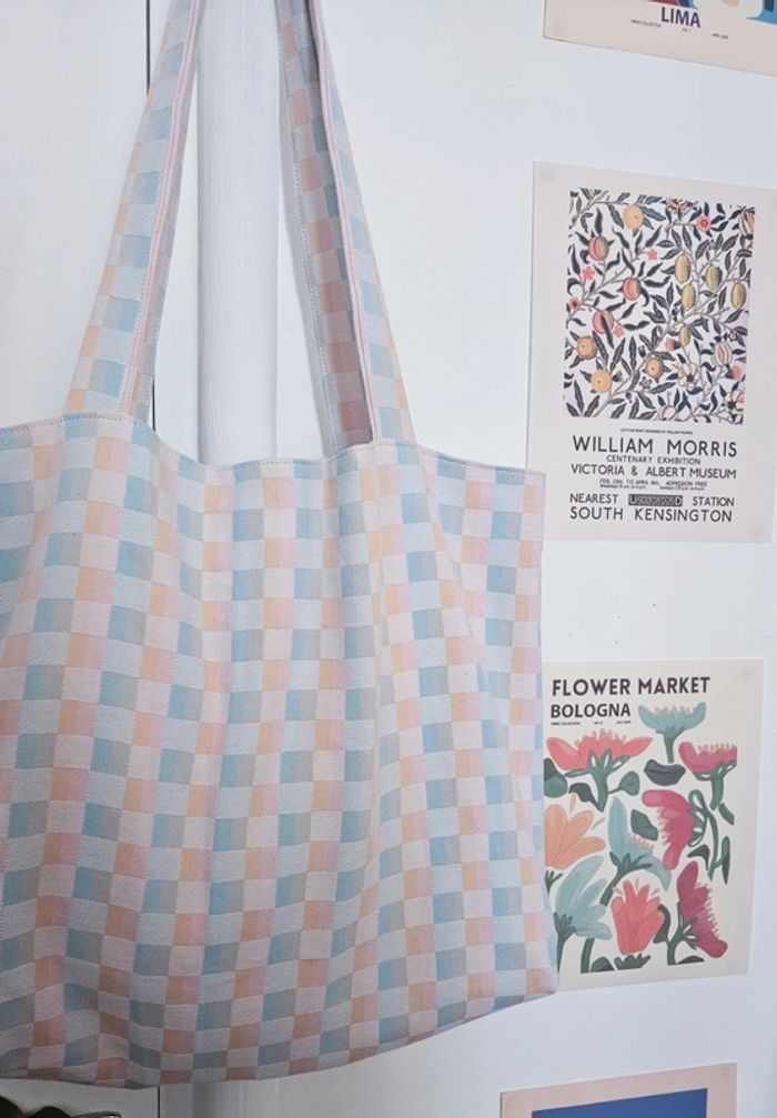 Tote bag damier pastel - photo numéro 2