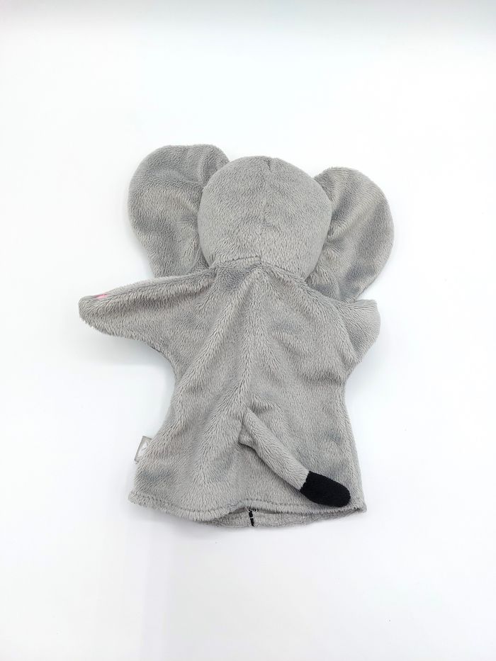 Doudou peluche marionnette éléphant Oxybul éveil et jeux gris blanc rose - photo numéro 2