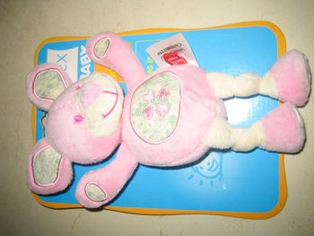 doudou lapin rose tex neuf