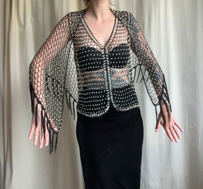 Ensemble débardeur + châle crochet/perles vintage Summer Playa - Taille unique - photo numéro 5