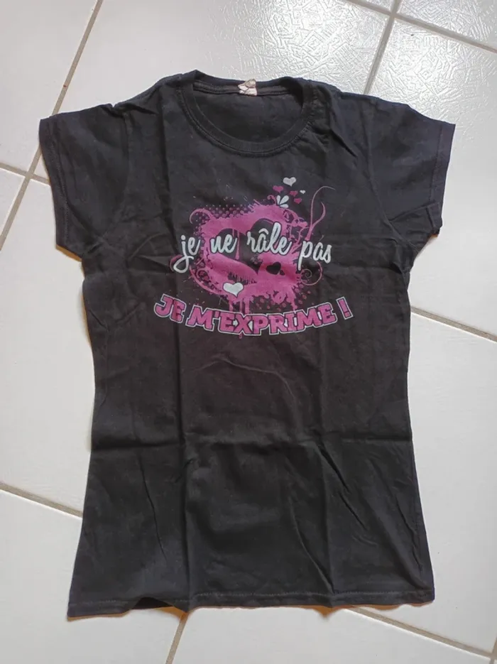 T-shirt femme noir Je ne râle pas je m'exprime ! - photo numéro 7