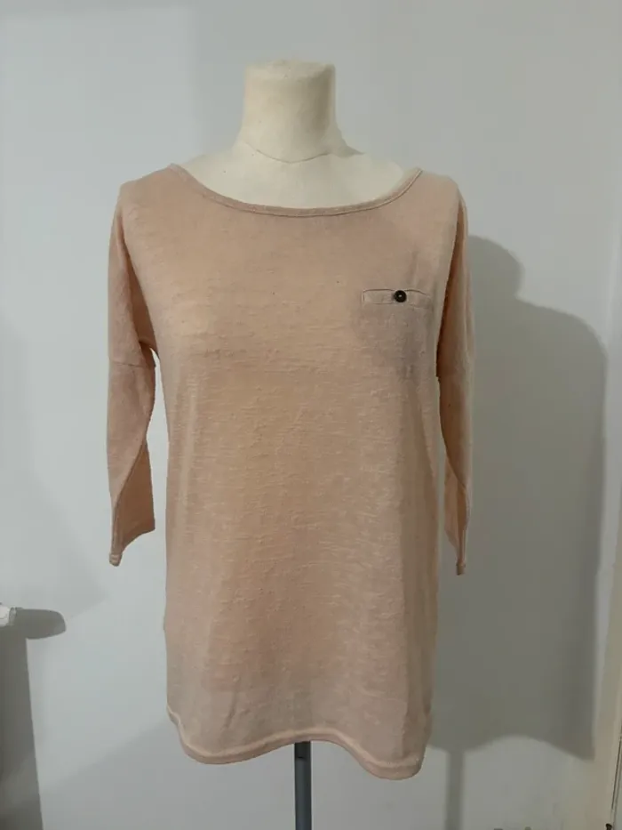 Haut fin rose poudré manches 3/4 – Taille M