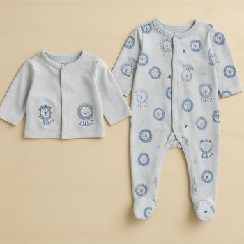 Lot bébé 3 mois thème lions - gilet + pyjama assorti