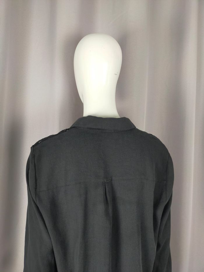 Blouse noire élégante à empiècements dentelle – Elora – Taille 42 - photo numéro 6