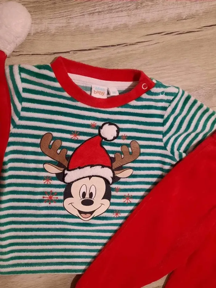 Ensemble 3 pièces pyjama de noël Mickey - photo numéro 2