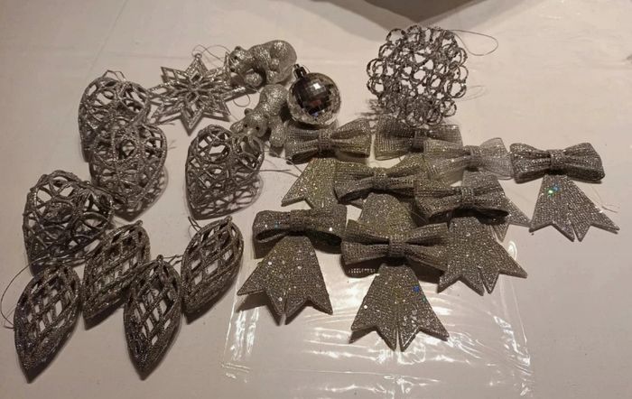 Lot décorations de Noël argenté - photo numéro 2