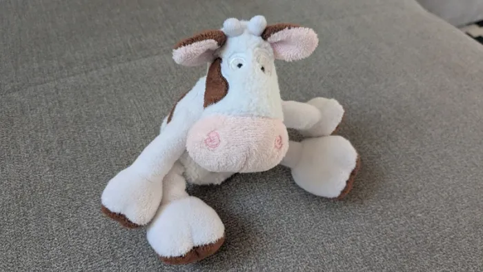 Lot doudou et peluches vache et oiseau - photo numéro 5