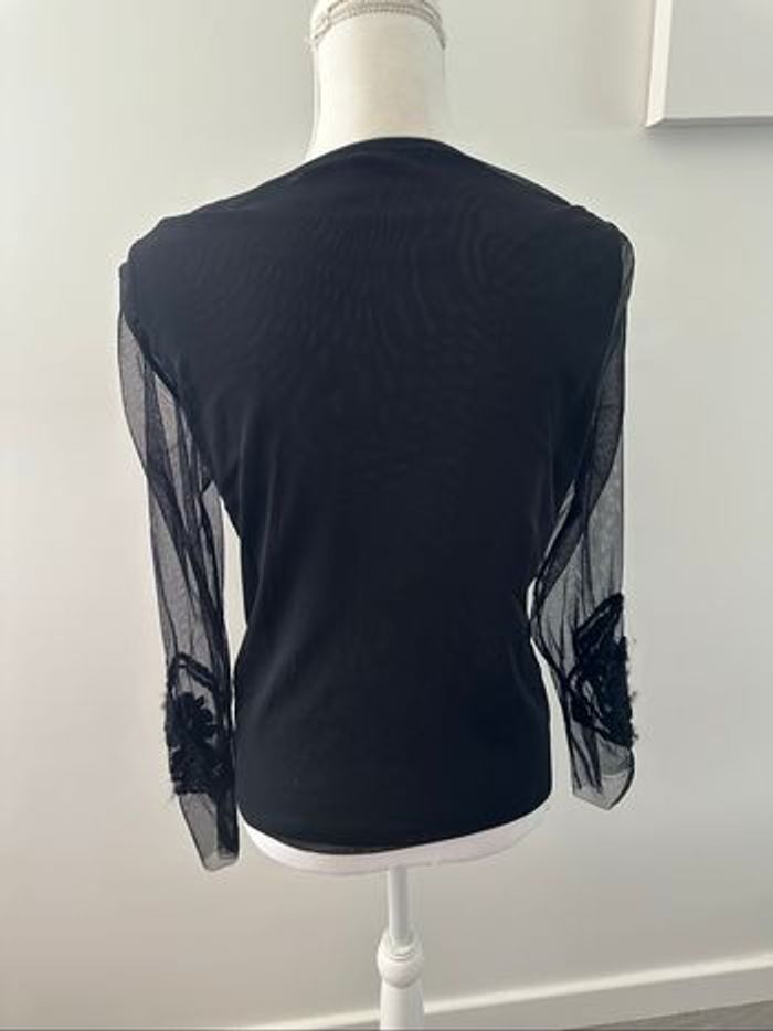 Top en mesh et broderies beige et noir Georges Rech T38 M - photo numéro 4