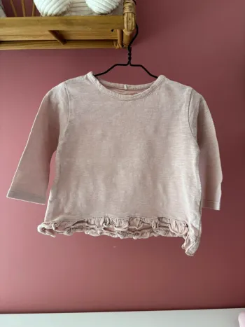 T-shirt longues manches rose PLAY UP 12M
