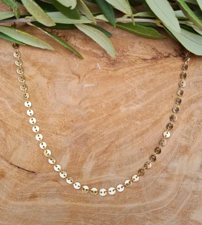 Collier ras de cou pastilles rondes plaqué or mariage soirée anniversaire