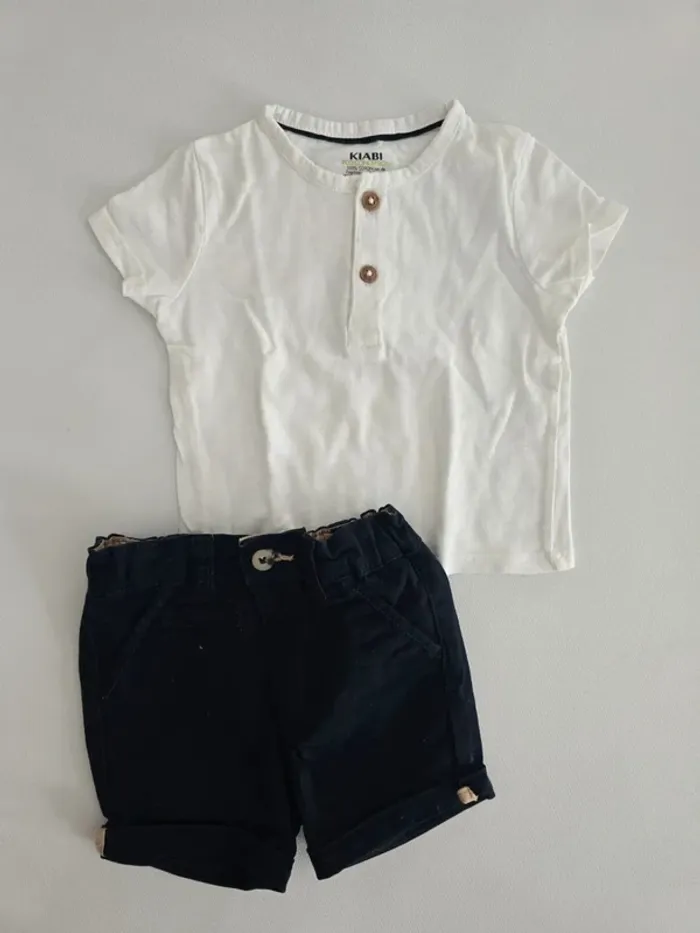 Ensemble short chino bleu marine