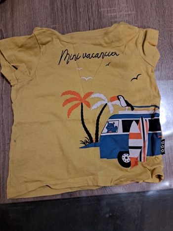 T-shirt 9 mois jaune "mini vacances"