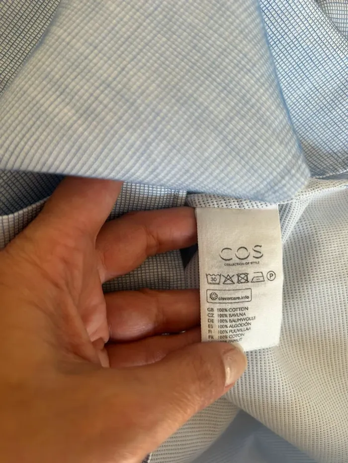 Cos chemise longue femme en coton, coupe oversize bleu  Taille 38. État neuf - photo numéro 7