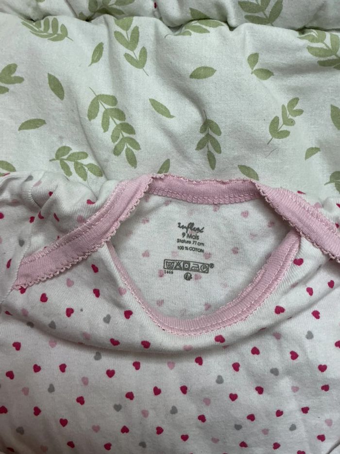 Body manches longues blanc motifs cœurs rose influx 9 mois - photo numéro 5