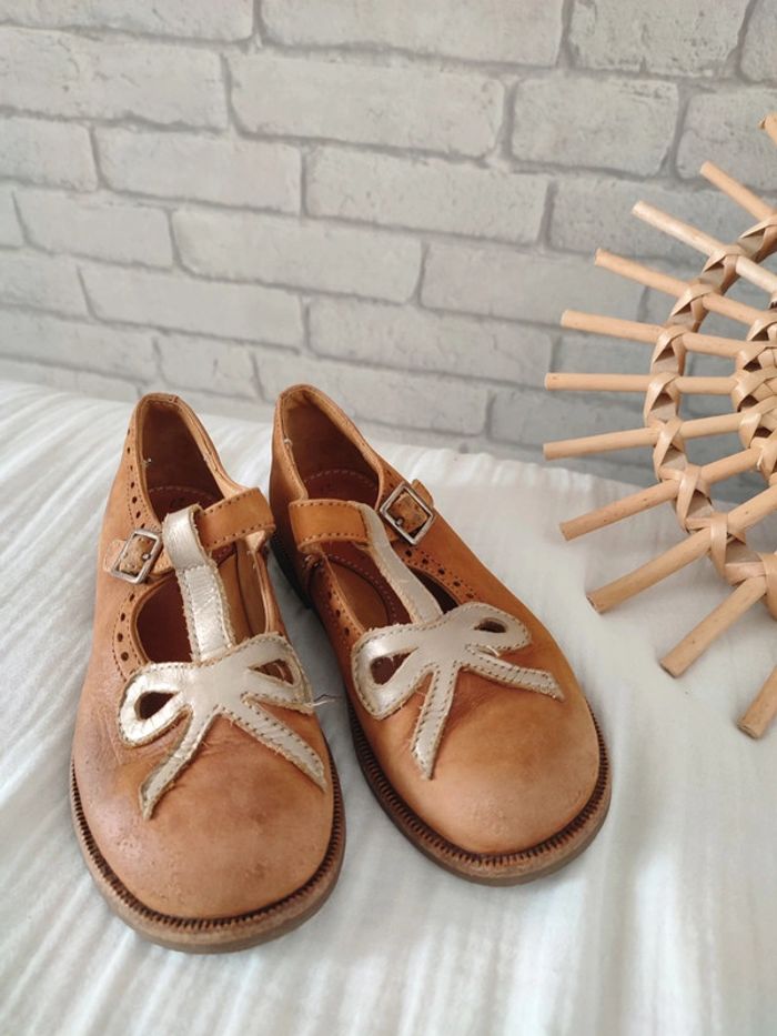 Salomés en cuir camel & doré – Zecchino d’Oro (Pointure 27) - photo numéro 2