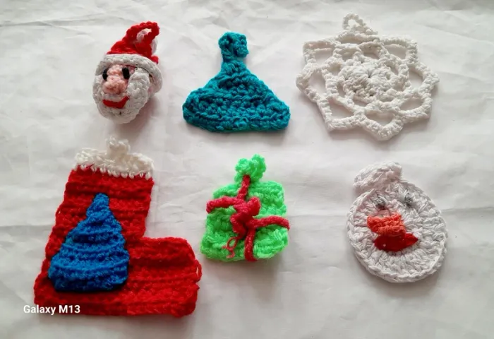 Lot de 6 suspension pour sapin de Noël faites main au crochet