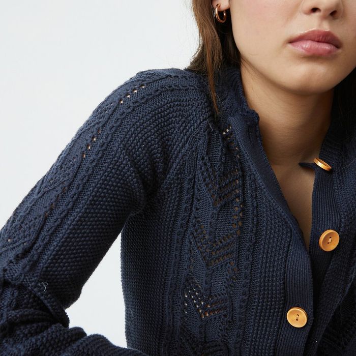 Cardigan en maille pointelle pur coton - LA REDOUTE COLLECTIONS - taille XL - photo numéro 3