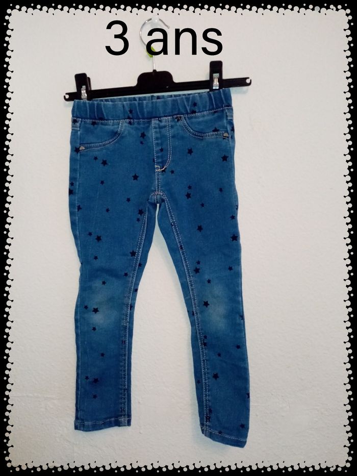3 ans in extenso pantalon jeans a élastique imprimé "petite étoiles" /Excellent état - photo numéro 14