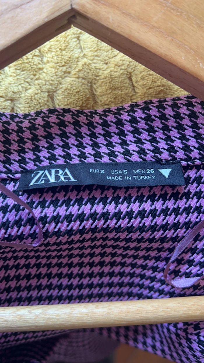 Zara haut motif pied de poule rose et noir taille S - photo numéro 9