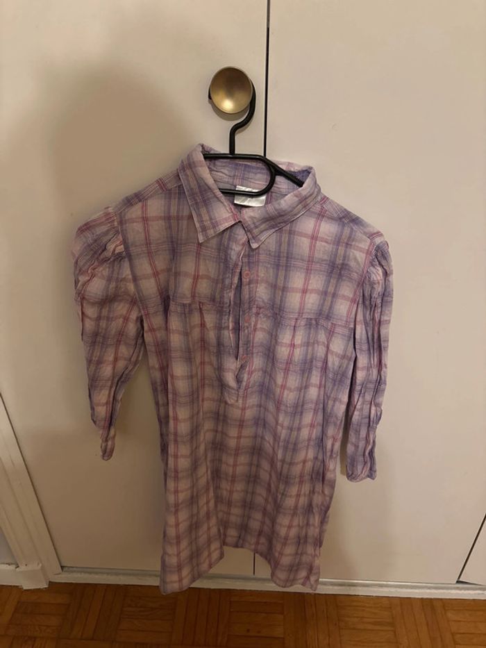 Chemise / tunique à carreaux manches 3/4
