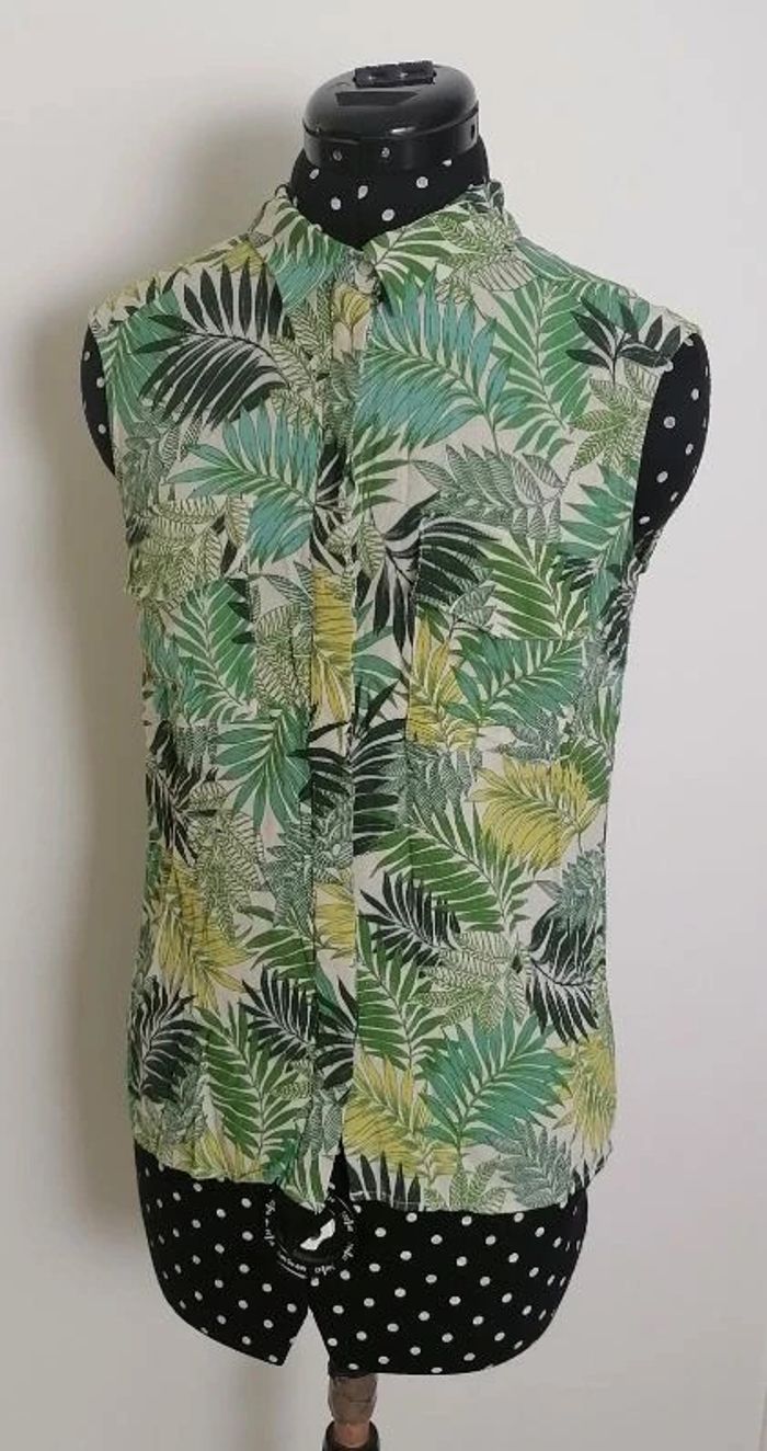Top feuilles tropicales blanc vert Taille S 1.2.3 - photo numéro 2