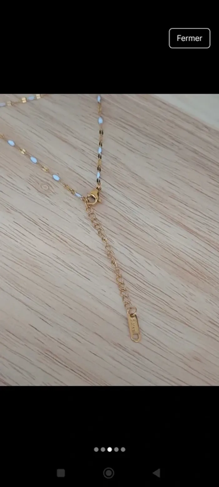 Collier dorée et blanc acier inoxydable - photo numéro 3
