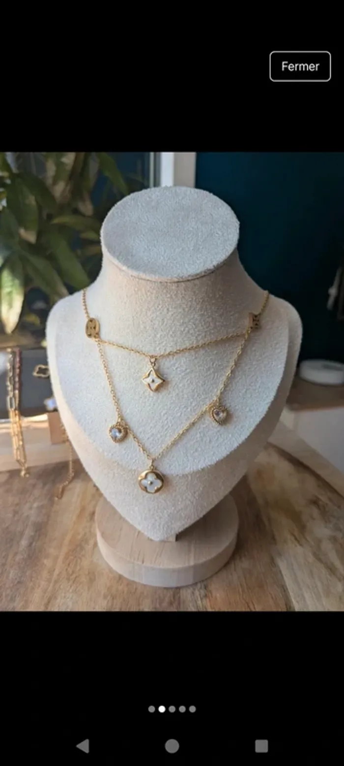 Collier double chaîne ras de cou et long tendance - photo numéro 4