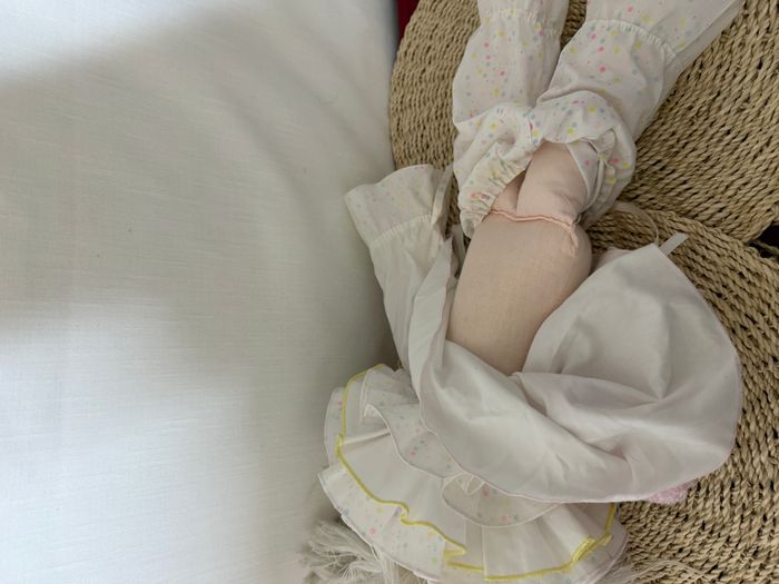 Poupée Doudou Pierrot Chiffon rose Et Blanc Mundia - photo numéro 4