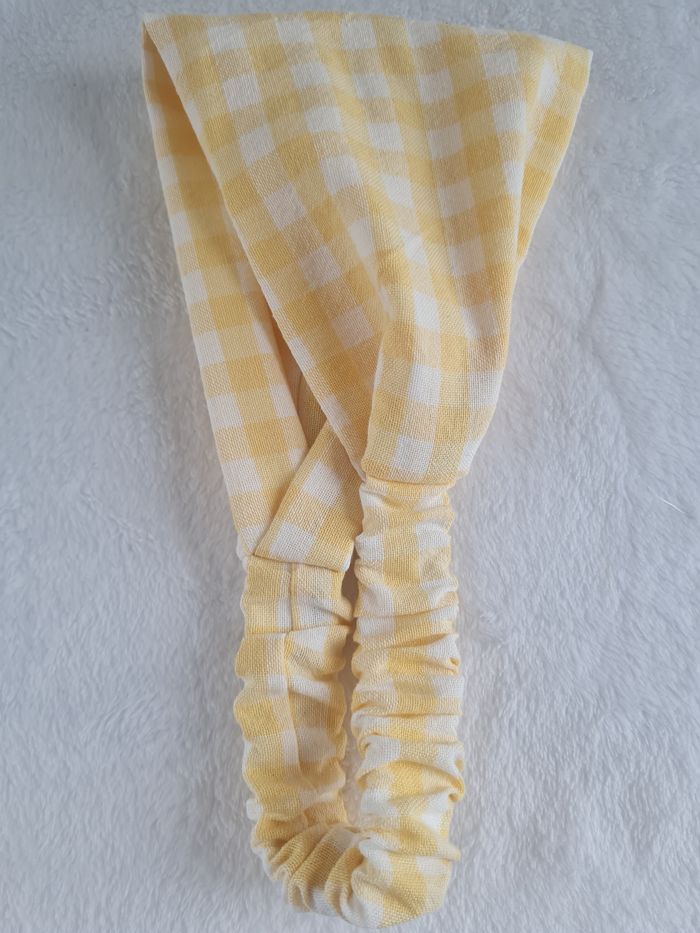 Bandeau fichu vichy jaune - photo numéro 4