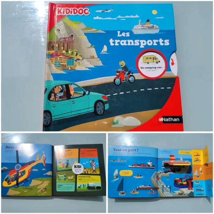 Livre animé de flaps, tirettes.. Kididoc 🚢 Les Transports 🛩