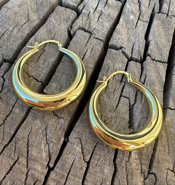 Grande créoles argent 925 à l’or fin - photo numéro 3