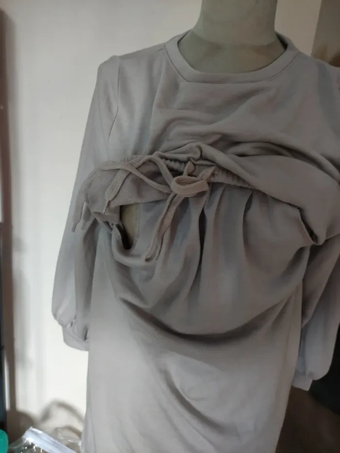 Robe sweat gris clair d'allaitement - photo numéro 5