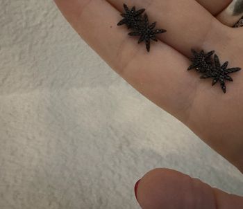 Boucle d oreille etoiles meteorites noires strass brillantes