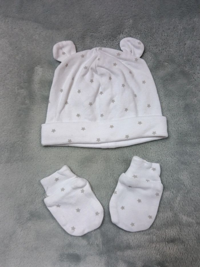 Bonnet + mouffle naissance
