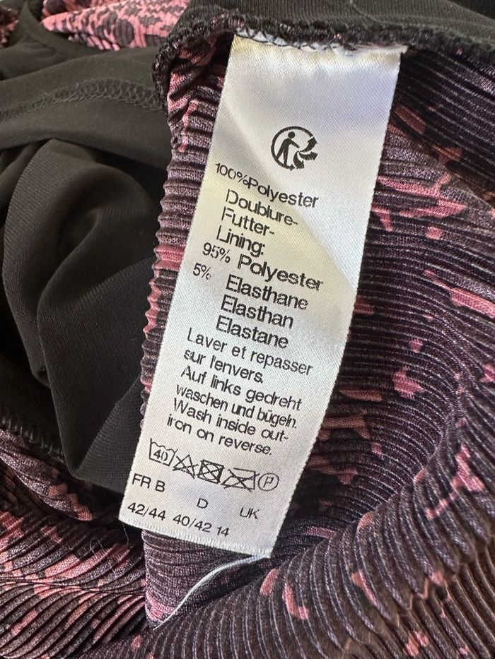 Blouse plissée léopard rose et noire Vintage T42/44 XL/XXL - photo numéro 3