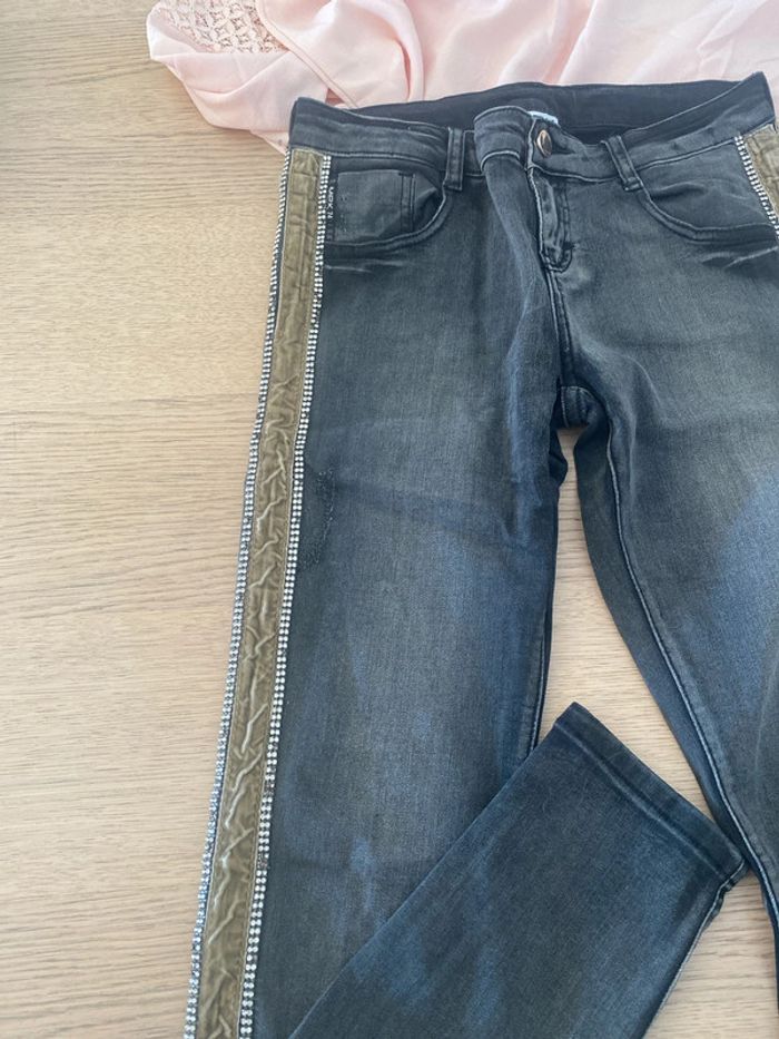 Jeans noir strass 14 ans Mek et Blouse rose - photo numéro 5