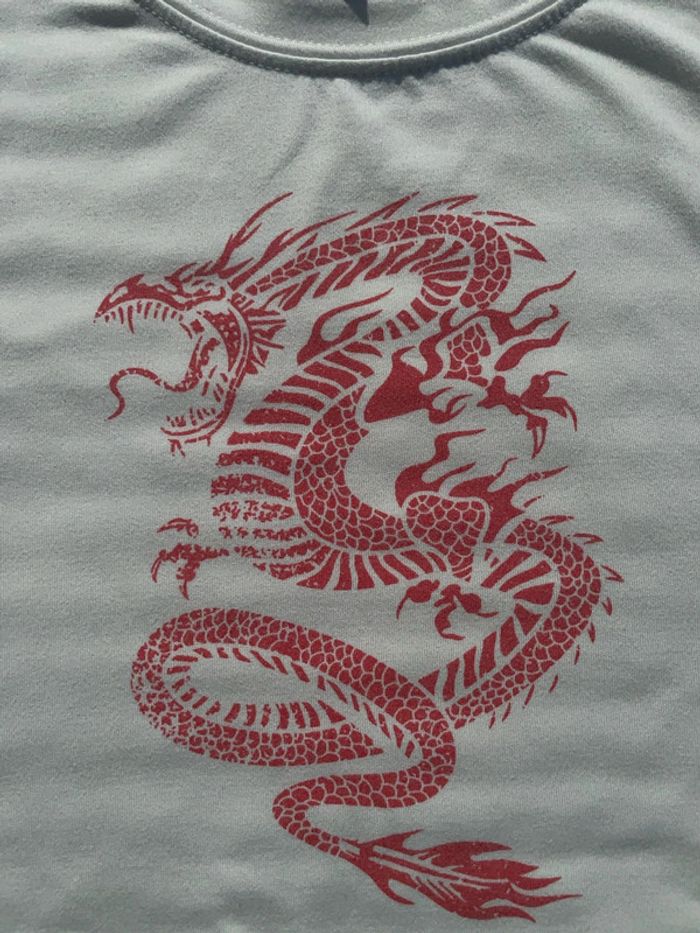 Top blanc motifs dragon rouge – SHEIN – S - photo numéro 3