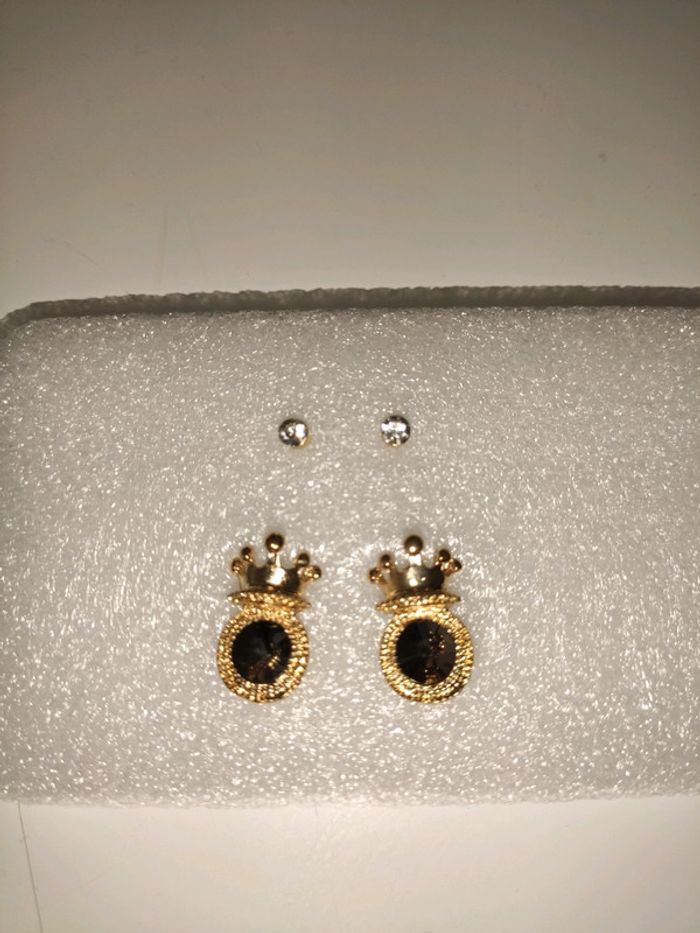 Lot de 2 paires de boucles d'oreilles Crown 👑 - photo numéro 2