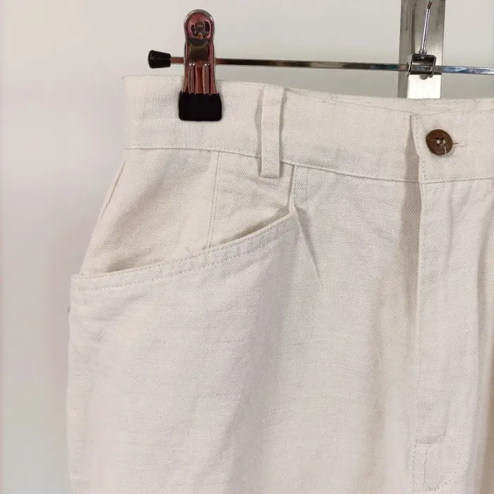 Pantalon Naf naf vintage blanc, corsaire, coton et lin taille 40 A316 - photo numéro 3